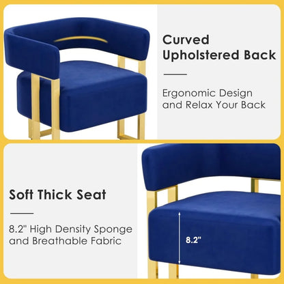 Modern Navy Blue Velvet Accent Chair Set of 2, Barrel Chairs Set of 2, Arm Side Chairs for Living Room Bedroom