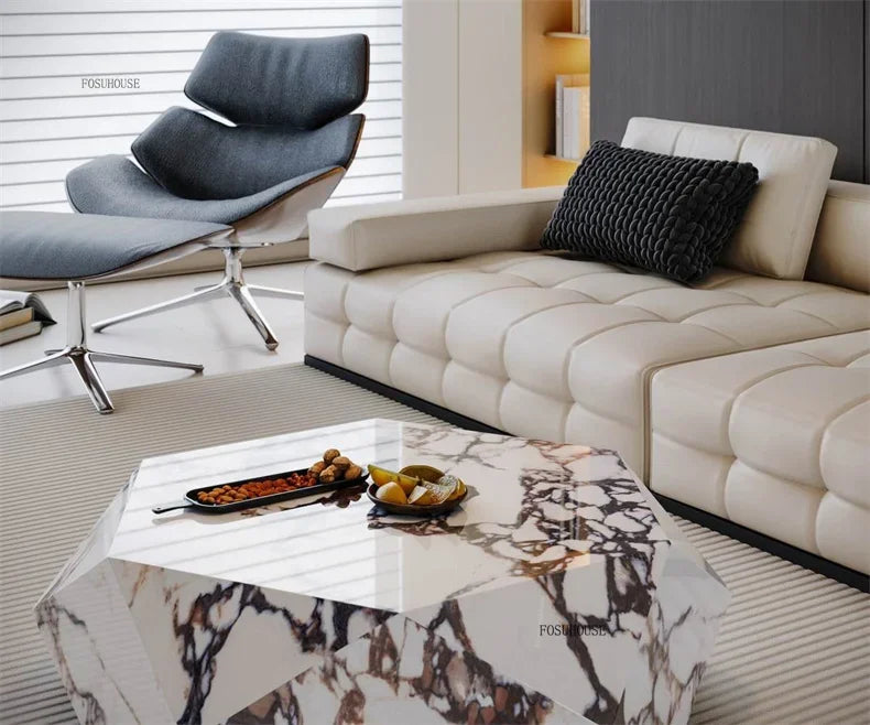 Luxury Rock Board Coffee Tables Villa Living Room Tea Table for Living Room Furniture High-grade Luxurious Side Table