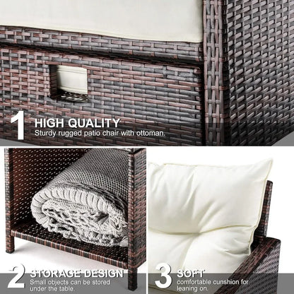 #For 5 Pieces Wicker Patio Furniture Set Outdoor Patio Chairs with Ottomans Conversation Furniture with coffetable&