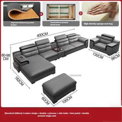 Luxury Leather Living Room Sofas Italian Home Sofa Bed Recliner Modern Designer Ergonomic Back Sofa Living Room Furniture