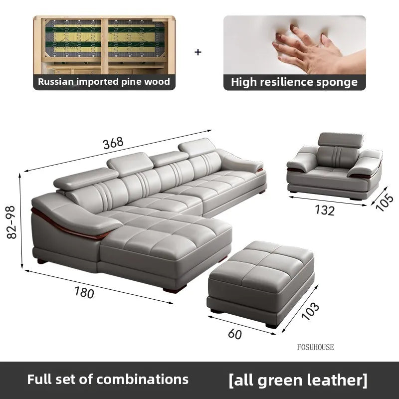 Italian Light Luxury Living Room Sofas Combination Nordic Double Sofas for Living Room Home Furniture Designer Leather Back Sofa