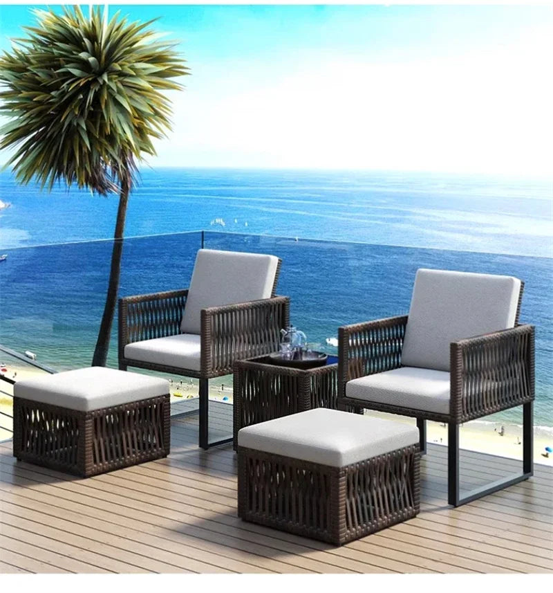 Terrace Garden Rattan Outdoor Chair Leisure Tea Table Patio Outdoor Furniture Set Outdoor Table and Chairs Garden Furniture Sets