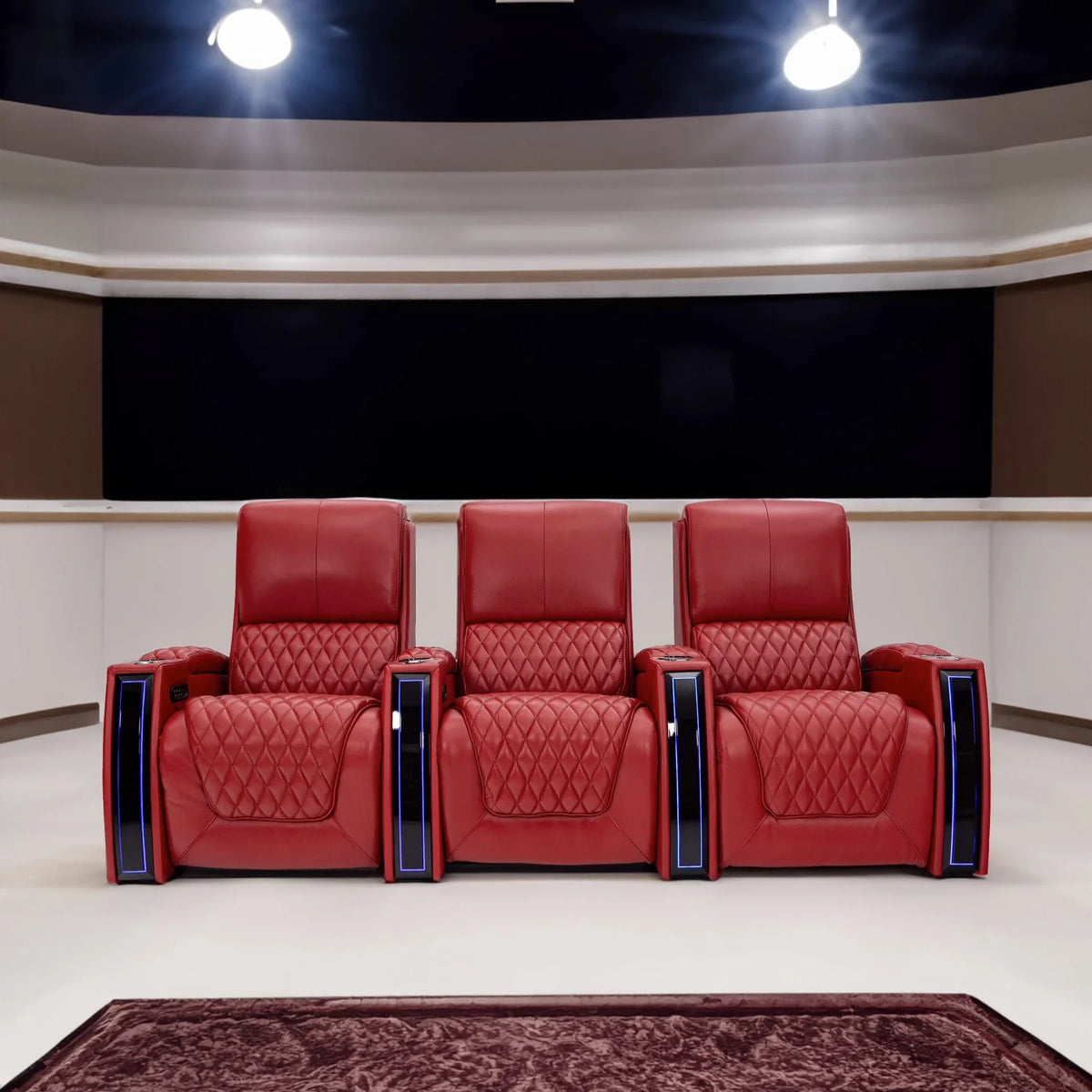 Luxury Theater Furniture Black Color 3seater Electric Cinema Sofa Home Theater Sofa Cinema Living Room Recliner Sofa Chair