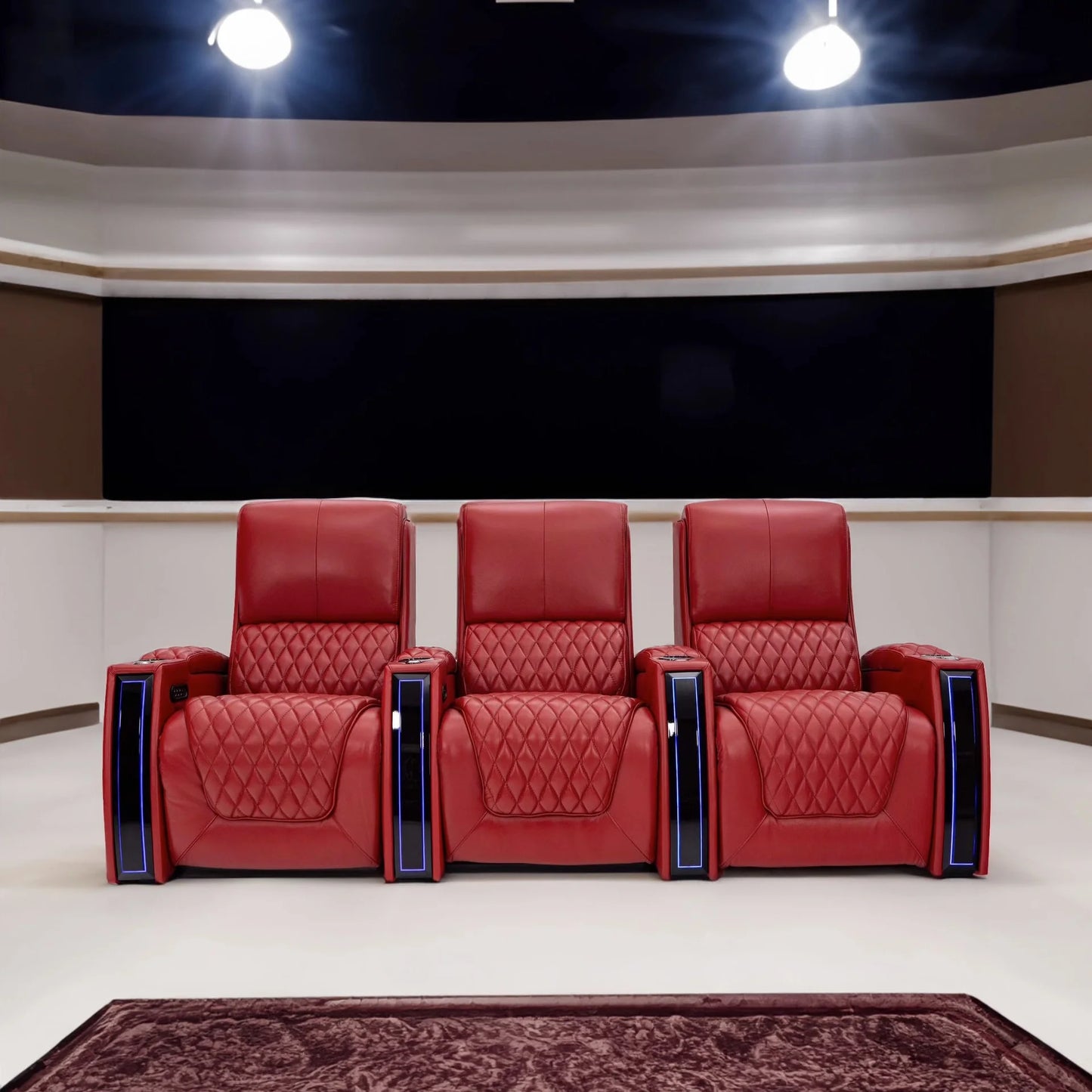 Luxury Theater Furniture Black Color 3seater Electric Cinema Sofa Home Theater Sofa Cinema Living Room Recliner Sofa Chair