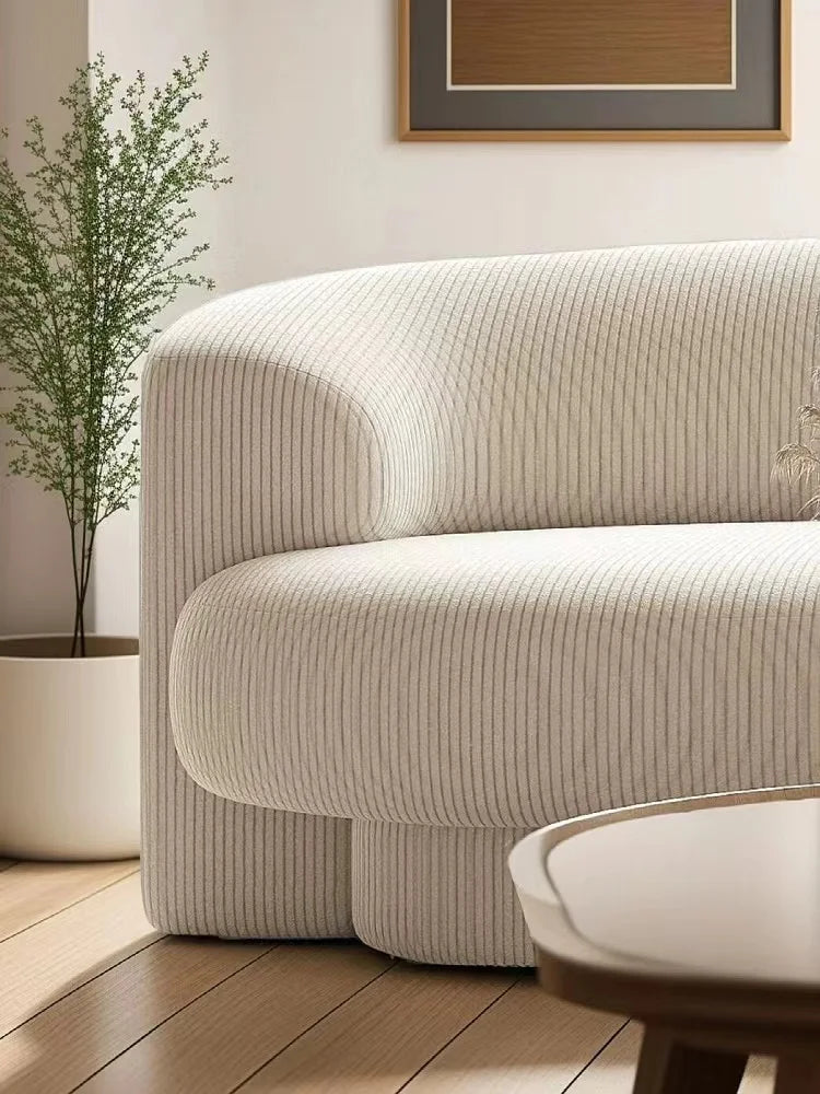 Fabric Living Room Sofas European Beige Italian Curved Luxury Couch Double Modern Designer Divano Soggiorno Home Furniture