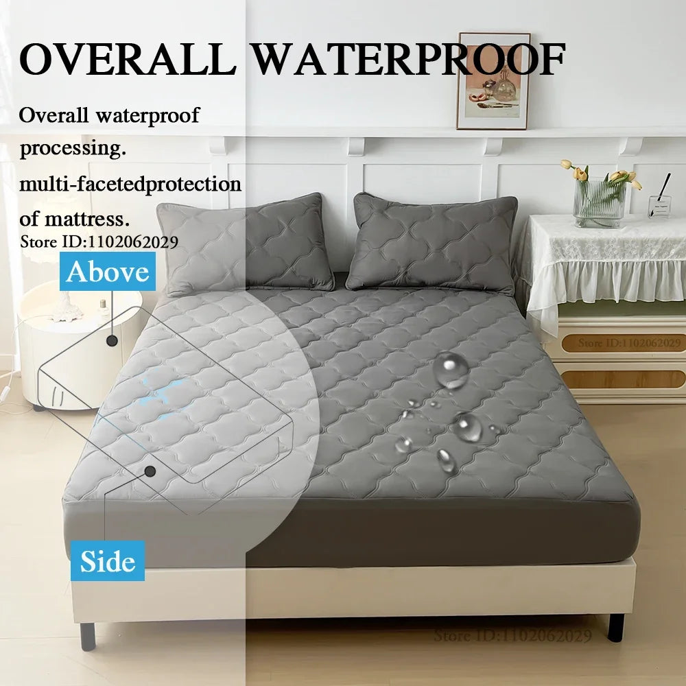 Fitted Bed Sheet Protector Breathable Waterproof Bedspreads Cover Anti-mite Anti-bacterial