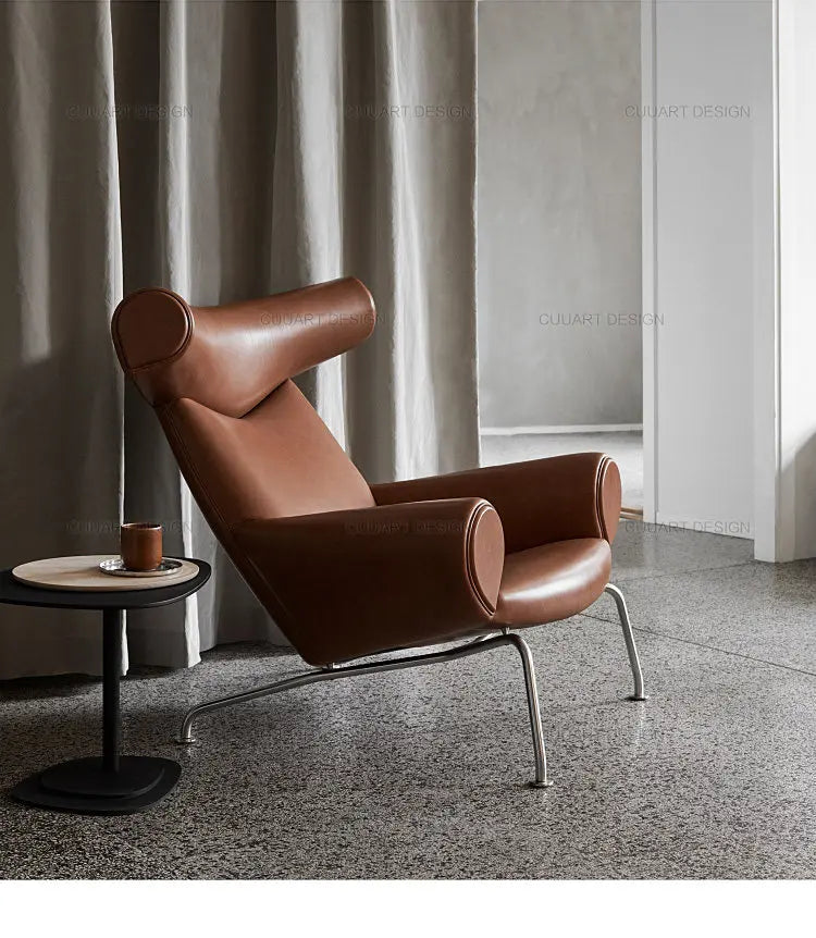 QQSingle light luxury sofa chair minimalist leather balcony living room lounge chair