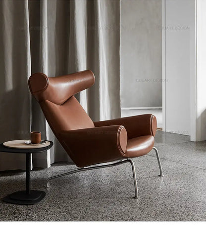 QQSingle light luxury sofa chair minimalist leather balcony living room lounge chair