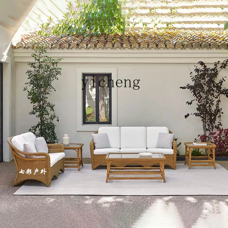 Zz outdoor sofa courtyard leisure hotel outdoor terrace garden balcony rattan chair sofa combination