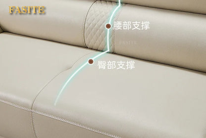 Modern ebony leather sofa first layer cowhide home simple new Chinese living room solid wood