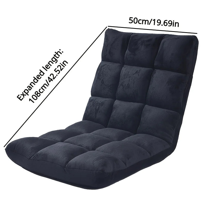 Ergonomic Adjustable Floor Chair with Metal Frame, 5-Position Folding Lazy Sofa, Upholstered Gaming Lounge Chair for Home Office