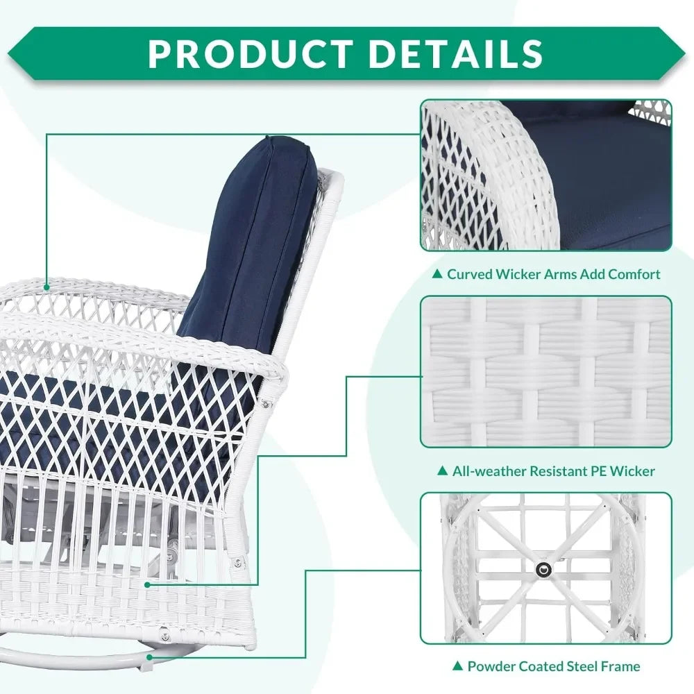 Outdoor conversation bistro, terrace rotary glider rocking chair rattan furniture