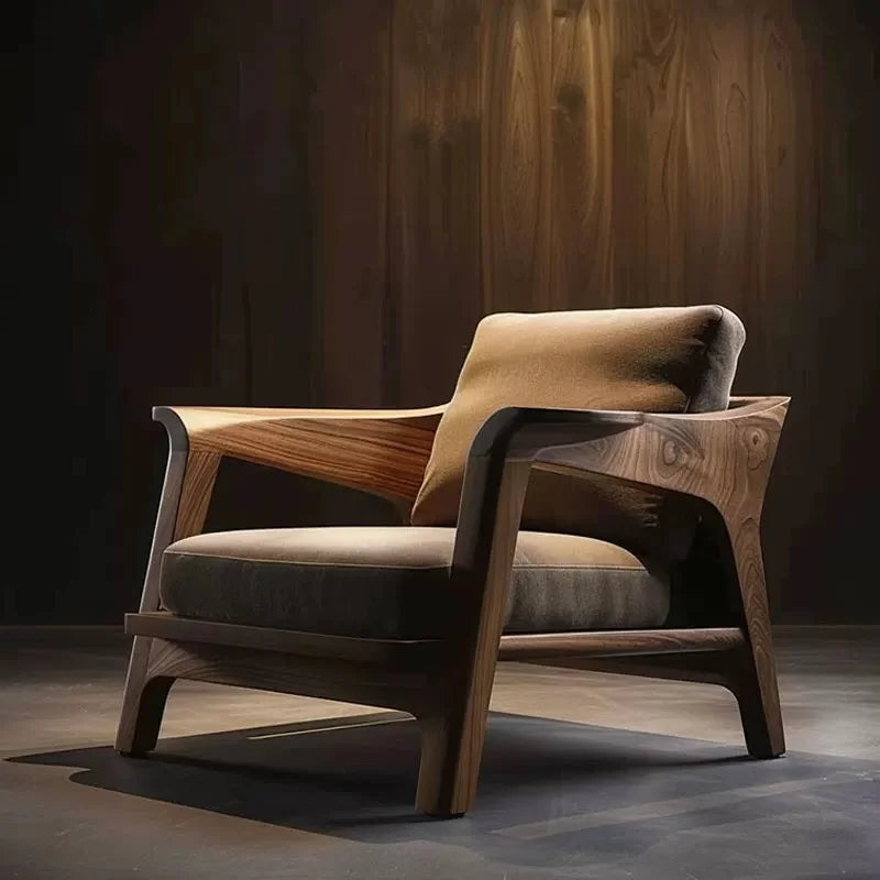 Designer's new black walnut ash wood single leisure sofa home sofa chair