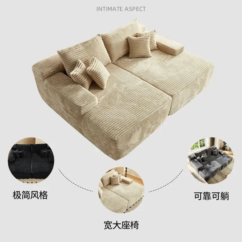 Compression sofa, simple wind sponge filling, soft large seat deep in the living room, corduroy surface, lazy recliner