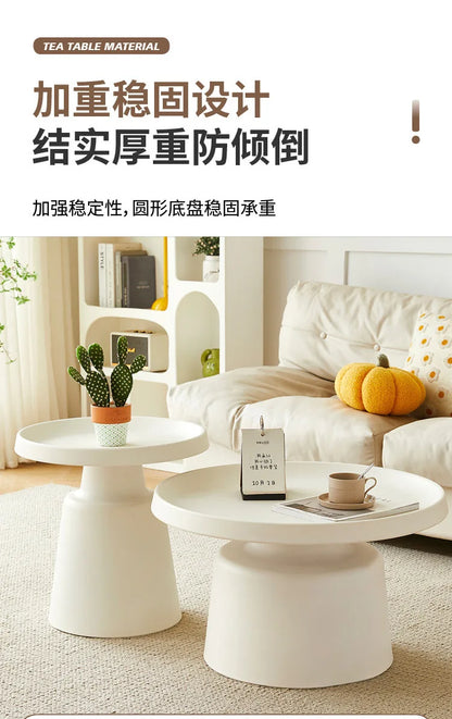 Cream apartment Nordic coffee table living room household small apartment simple Internet celebrity wrought iron modern round