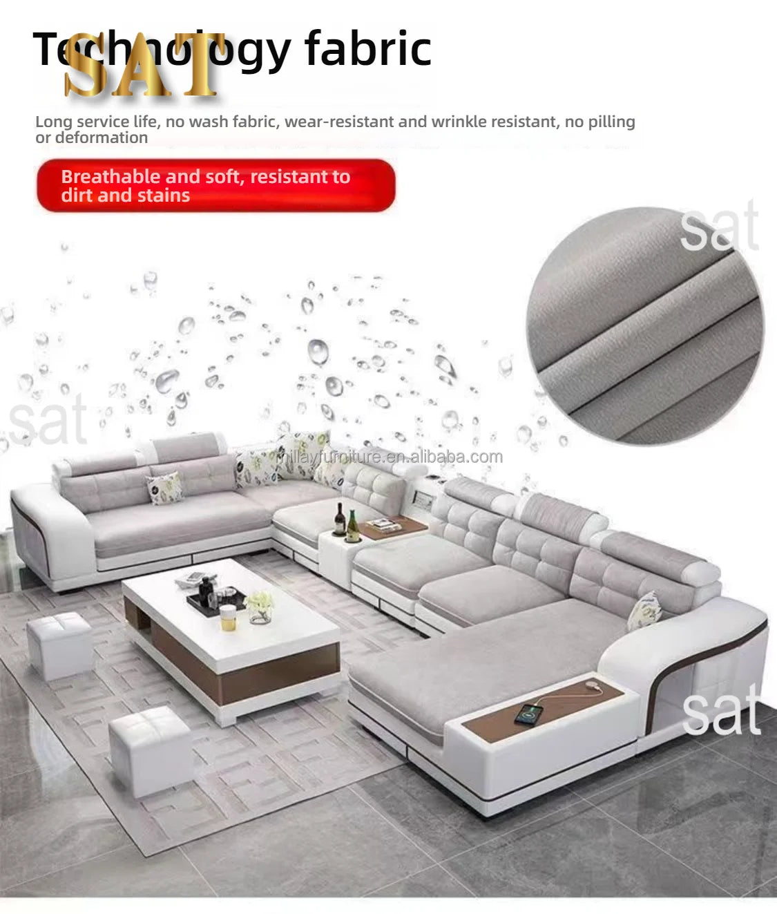 Hot Sales 2025 Custom Modern Luxury Fabric Reclining Massage Furniture Set Multifunctional Three Seat For Hotel Villa Fabric App