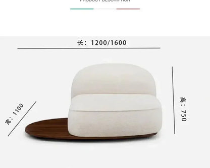 A  Italian minimalist island sofa modern cream style villa large flat black walnut, fabric sofa