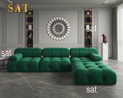 A For ATUNUS Popular Design Corner Modular Sectional Sofa Artistic High Fashion Velvet Fabric U Shape Couch For Hotel