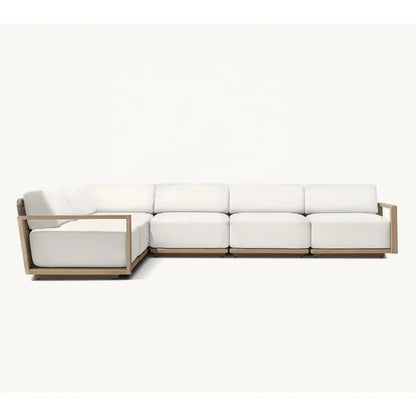 Modern Luxury All Weather Patio Garden Hotel Pool Sofa Set Outdoor Leisure Solid Wood Furniture Teak Modular Sofa L-Sectional