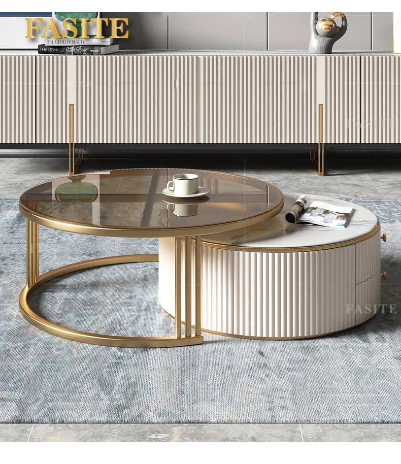 Commercial Rock Board Light Luxury And Simple Modern Small Unit Living Room Glass Coffee Table Table