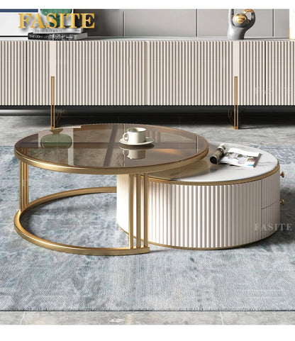 Commercial Rock Board Light Luxury And Simple Modern Small Unit Living Room Glass Coffee Table Table