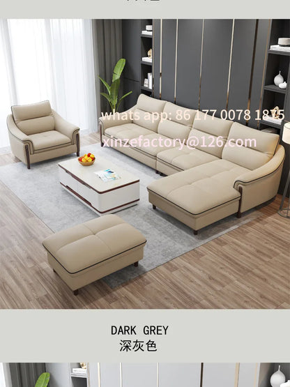 Customizable leather sofa size apartment living room simple and modern