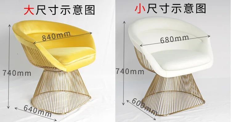 High-end stainless steel dining chair single sofa chair designer home living room wrought iron balcony