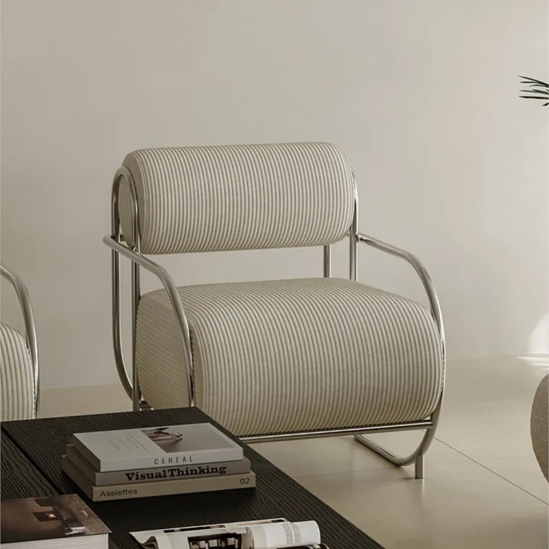 Antique Designer Single Sofa Chair Modern Simple Creative Leisure Chair Living Room Balcony Stainless Steel Leisure Chair