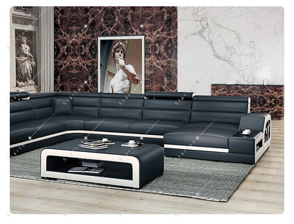 10set Living Room Dark Green Minimal Modern Leather Sofa Bed Luxury Sectional Leather Sofa in China