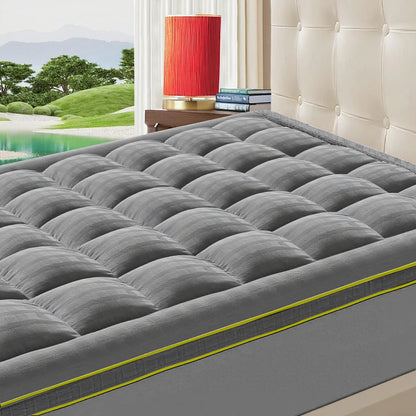 Extra Thick Mattress Topper for Back Pain Relief, Plush Mattress Pad, Soft Pillowtop Bed Toppers Ideal for Comfort and Support