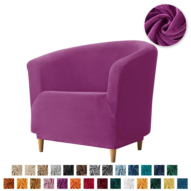 Velvet Tub Cover Chair Jacquard Single Seat Sofa Slipcover 1 Seate Living Room  Furniture Couch Washable Club Armchair Cover