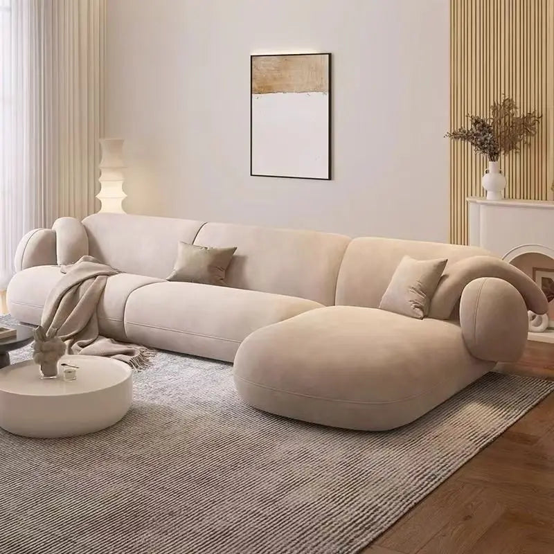 High End Villa Furniture Set Italian Light Luxury Velvet L Shape Corner Sofa Elegant Design Living Room Sofa Set for Wholesale