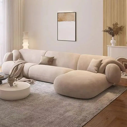 High End Villa Furniture Set Italian Light Luxury Velvet L Shape Corner Sofa Elegant Design Living Room Sofa Set for Wholesale