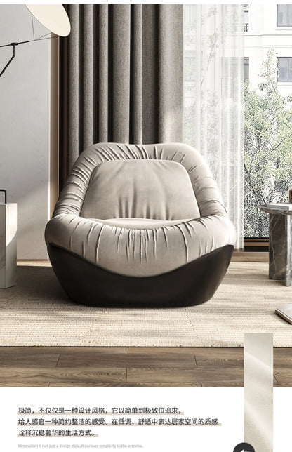A076 Designer Simple Lazy Sofa Nordic Modern Light Luxury Villa Arc Leisure Chair Single Sofa Flannel