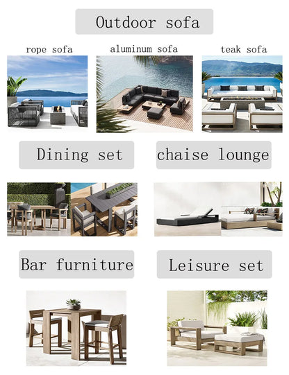 Outdoor Suit All-weather Modern Outdoor Teak Wooden Sofa Patio Furniture Luxury Design Sofa Set For Villa Outdoor Garden