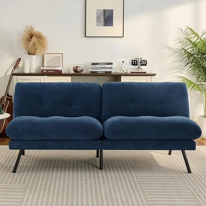 Faux Leather Futon Sofa Bed,Convertible Futon Couch,Memory Foam Loveseat Sleeper Sofa