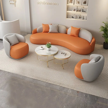 Light luxury and comfortable clothing store, beauty salon, rest area, lobby reception, office sofa, curved negotiation sofa