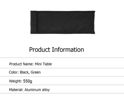 Pocket Mini Table, Foldable Leg Design Aluminum Lightweight Portable Table for Cookware, Camping, Hiking, Fishing