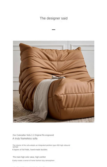 Caterpillar Togo Single Recliner Lazy Sofa Wabi-Sabi Style for Living Room Bedroom Balcony Leisure Reclining Sleep 78x103cm