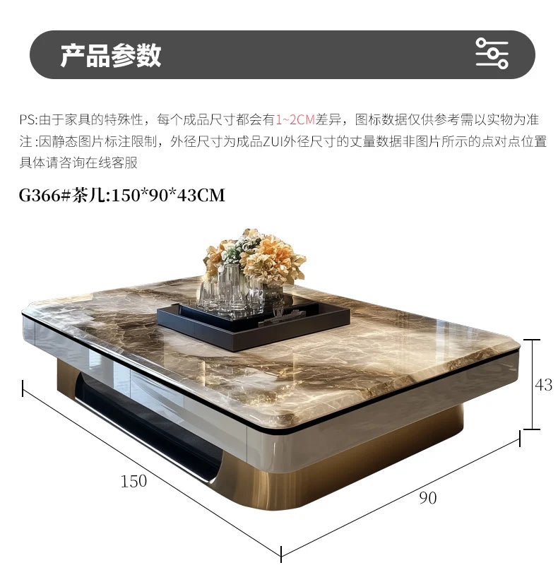 l*Light luxury large coffee table microcrystalline stone modern large apartment flat marble 2025 new