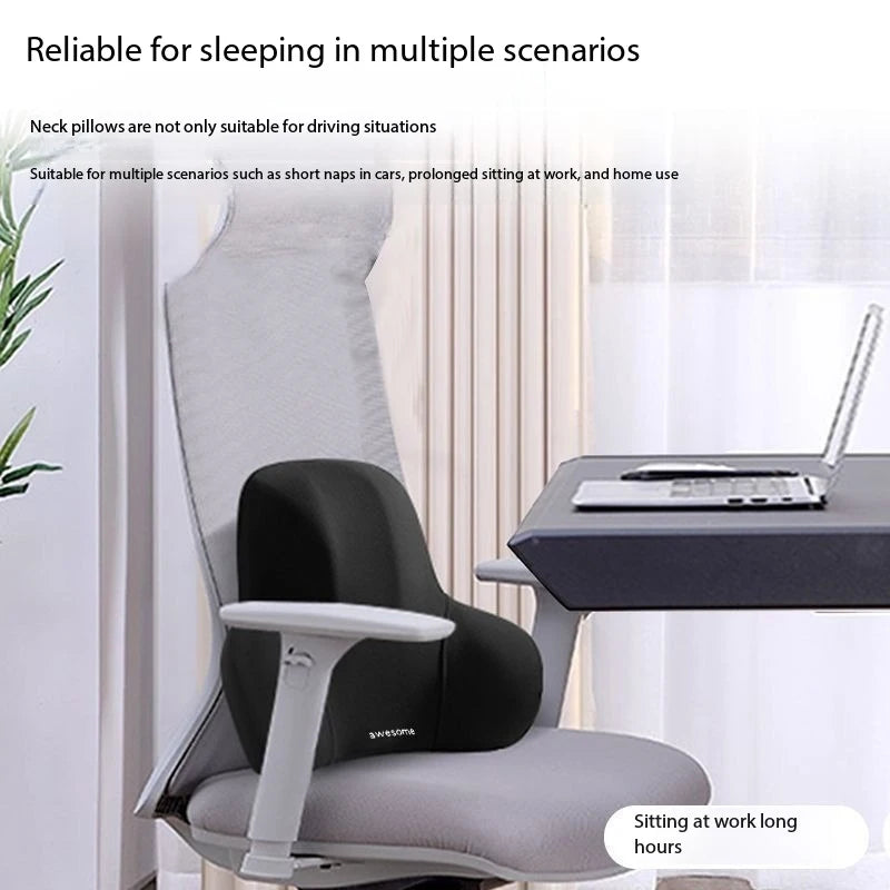 Car Neck Pillow Memory Foam Headrest Cushion Breathable Lumbar Back Support Pillow Relieve Fatigue for Car Seat Office Chair