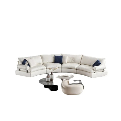 Light luxury designer curved condensed milk white cream wind large apartment special-shaped living room arc sofa