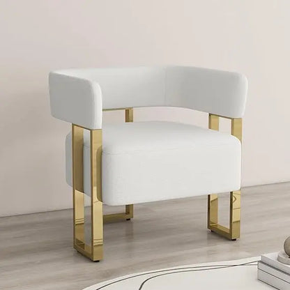 Modern Sherpa Boucle Accent Chair Upholstered Armchair White Bucket Chair Comfy Side Chair Round Barrel Arm Chairs for Small Sp