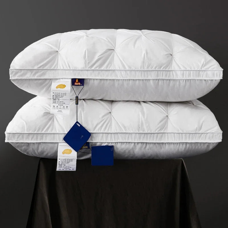 Goose Down Pillow White Cotton PillowCover Rectangle Bedroom Sleep 5-Star Hotel Pillow Low-Mid-high Pillows for Sleeping