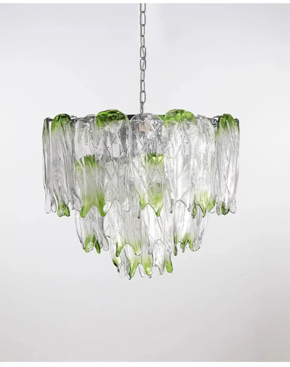 French Romantic Lustre Luxury Chandeliers Antique Designer Gradient Green glass LED Main lamps For Living Room