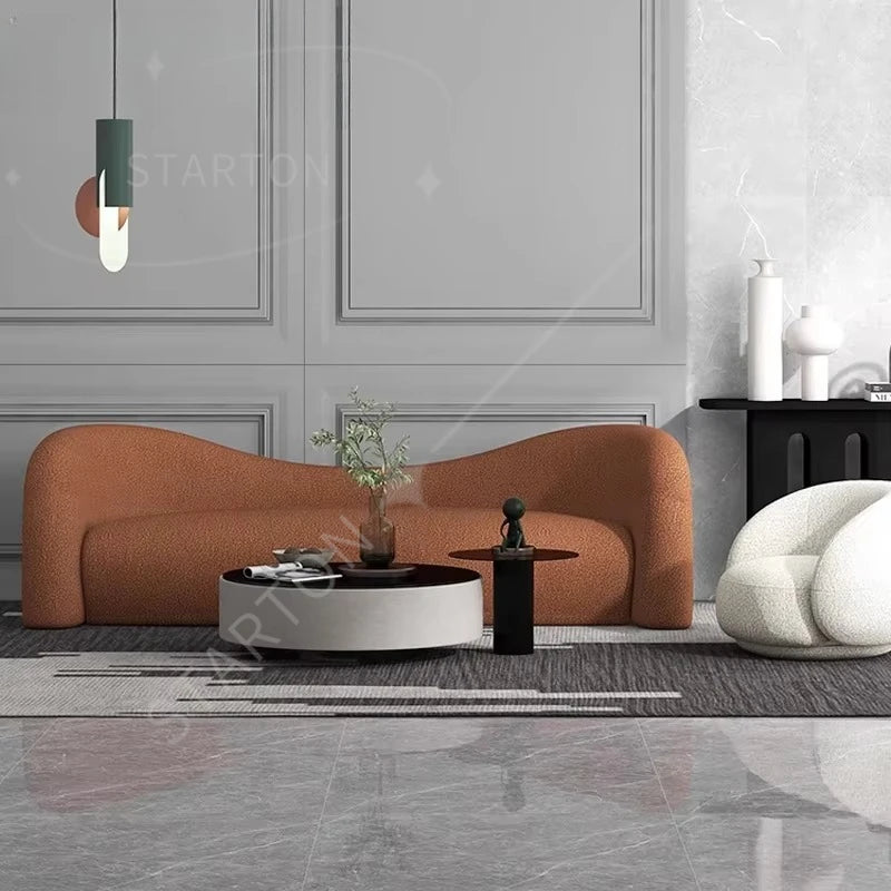 WISEMAX FURNITURE meubles de salon design canapés de sol en forme de L ensemble Teddy canapé modulaire sectionnel en tissu de forme incurvée