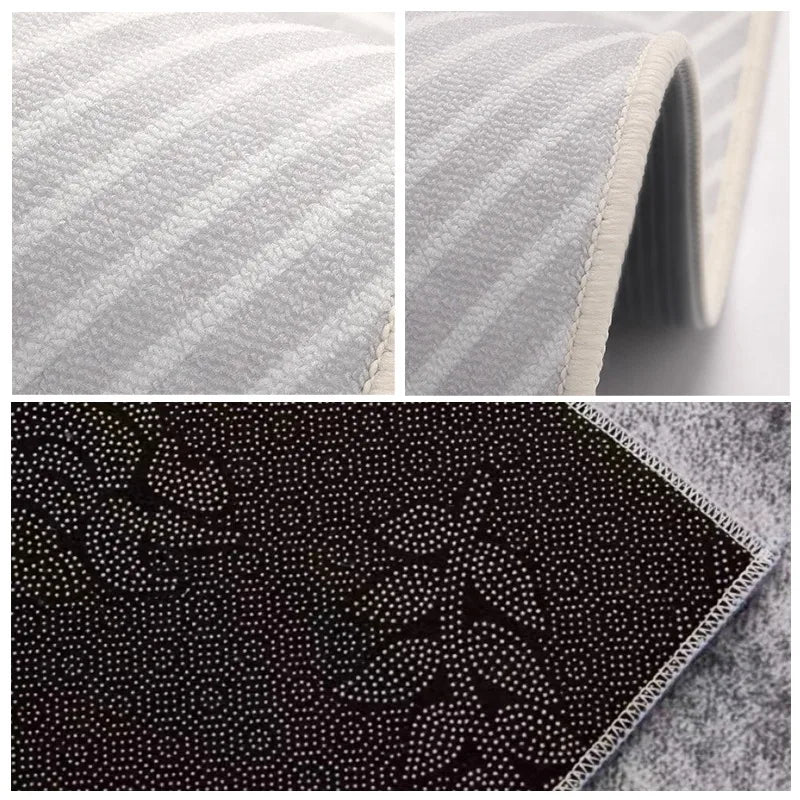 VIKAMA Blue Striped Living Room Rug Light Luxury Sofa Coffee Table Mat Retro Bedroom Lounge Large Area Carpet Home Decor