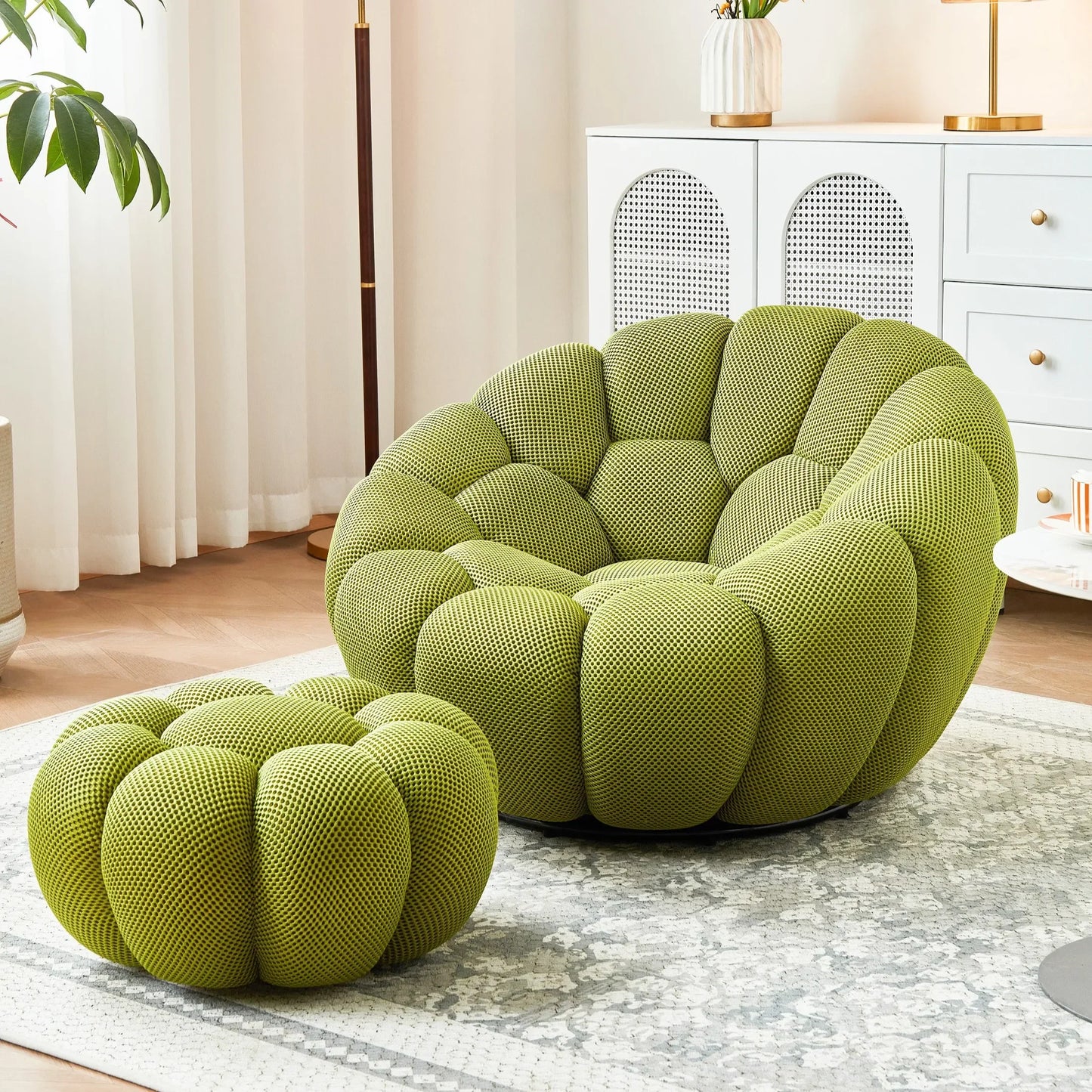 Modern Pumpkin Chair Luxury Bubble Sofa Single Lounge Seat Lazy Recliner for Bedroom Balcony Living Room Aesthetic Accent