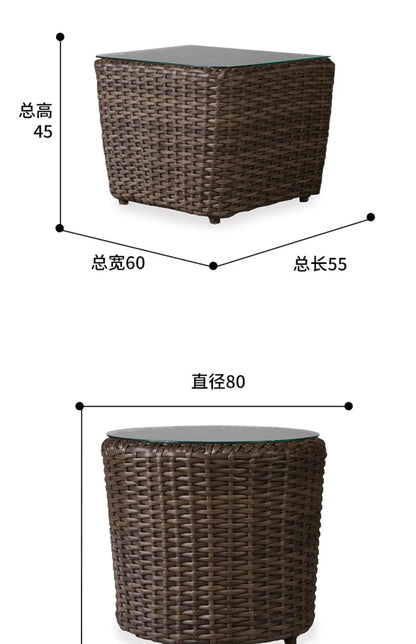 Outdoor sofa combination balcony rattan leisure chair swivel chair