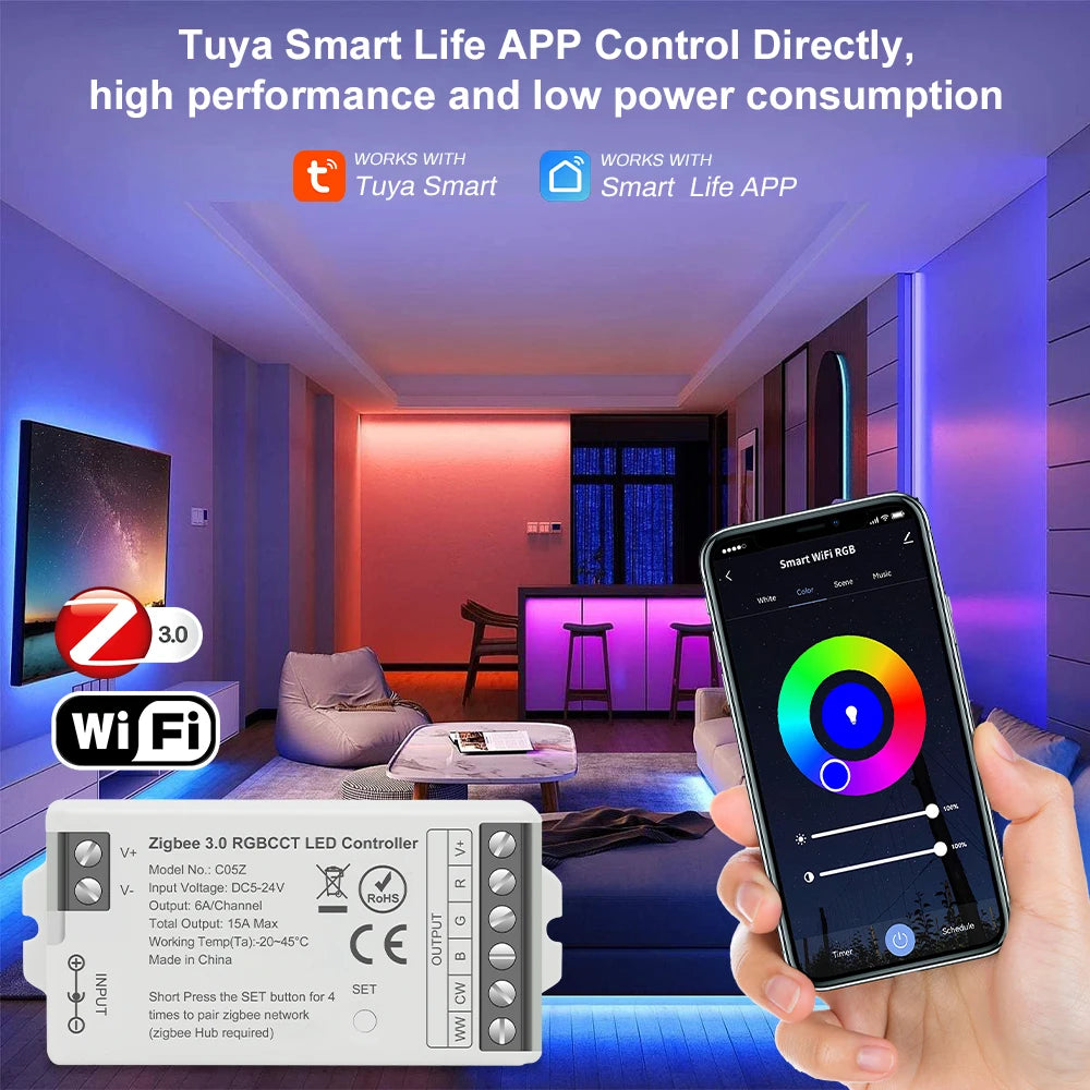Smart LED Dimmer Tuya Wifi Zigbee DIM CCT RGB RGBW RGBCCT PWM LED Controller Support Alexa Google Home Voice Control